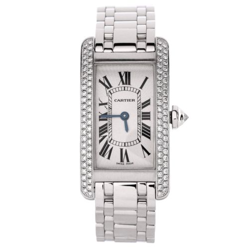 Tank Americaine Quartz Watch White Gold with Two Row Diamond Bezel 19