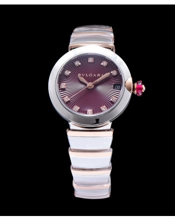 Bvlgari Lvcea 18ct pink-gold,stainless steel and diamond watch Henna