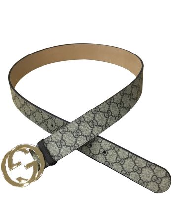 Gucci GG Supreme belt with G buckle 370543 Coffee