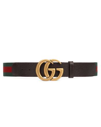 Gucci Unisex Web belt with Double G buckle 409416 Dark Coffee